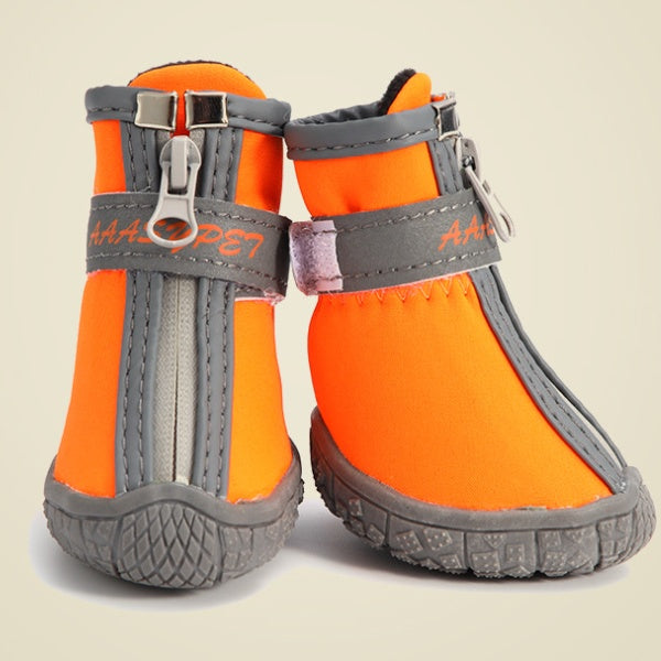 Dog paw boots in red breathable net style for warm weather hiking