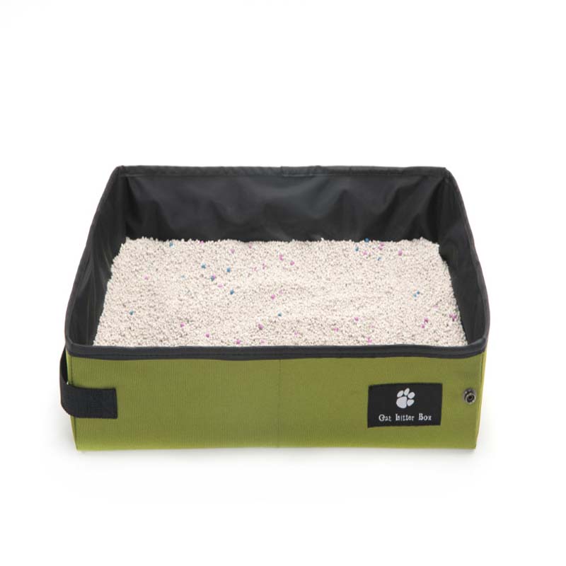 Black portable folding cat litter box for travel in 40x30cm size