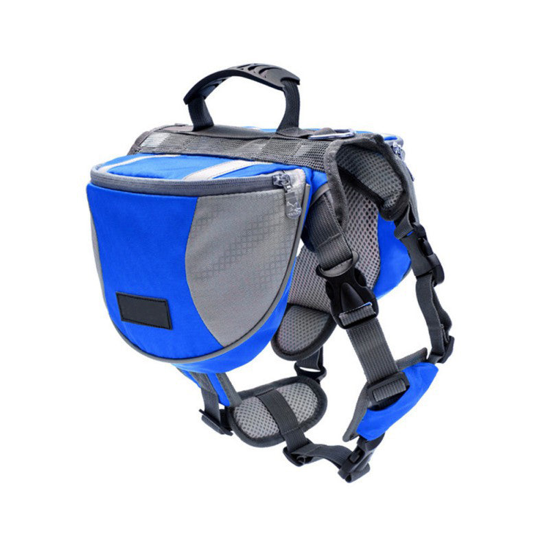 Dog trail saddle pack in green showing large capacity dual storage bags