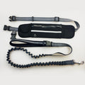 Hands-free dog running leash with bungee and waist belt in black