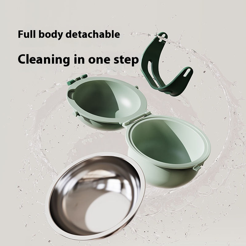 Collapsible dog bowl in white showing compact fold-down design