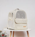 Space capsule cat backpack with embroidery showing non-woven fabric