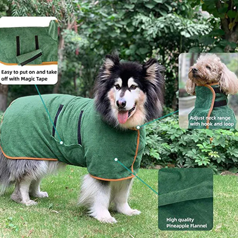 Dog Drying Robe – Microfibre Absorbent Post-Bath & Post-Swim Towel Robe