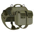 Brown dog hiking backpack showing Oxford cloth construction