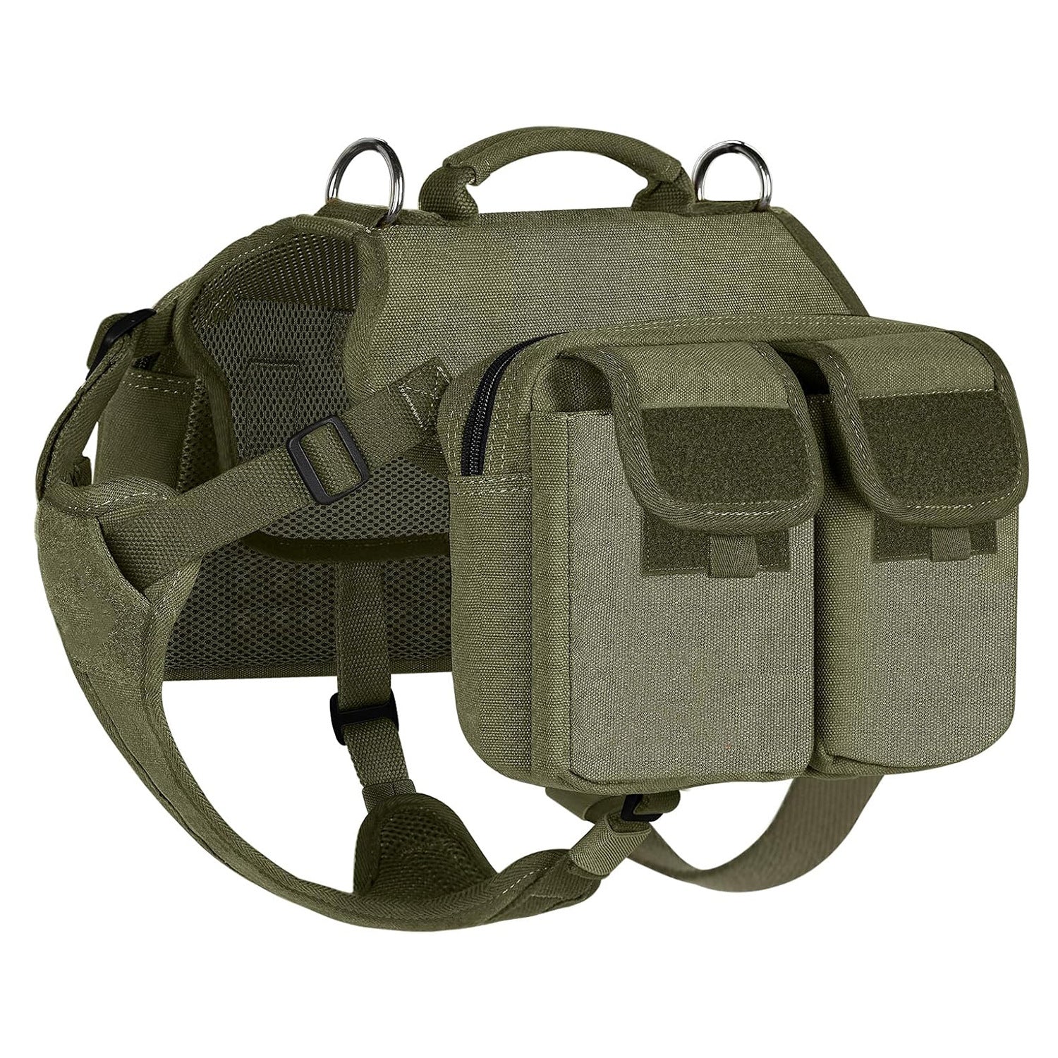 Brown dog hiking backpack showing Oxford cloth construction